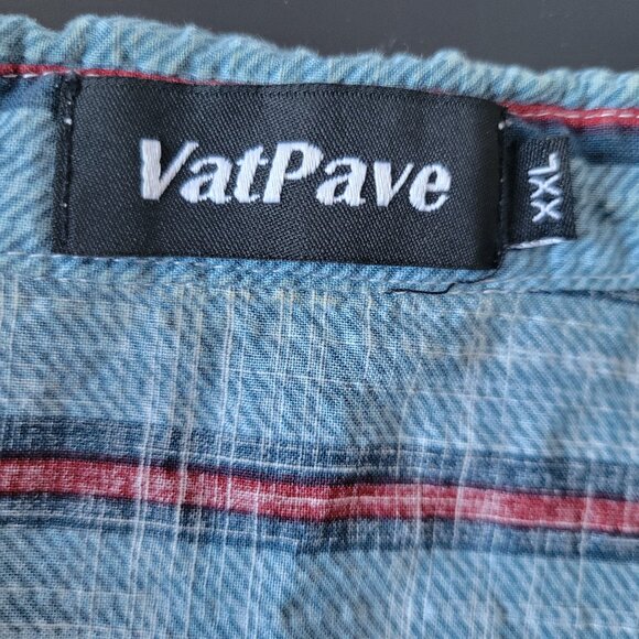 VatPave Men’s XXL Stripe Button-Down Short Sleeve Shirt, Blue/Red, Lightweight - Picture 5 of 8